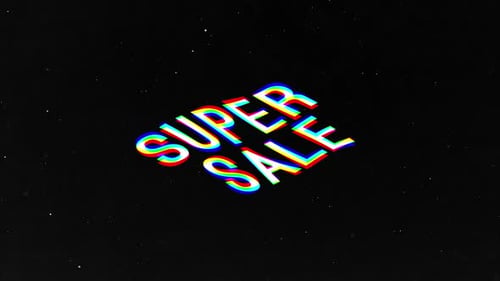 Animated Retro Glitch Text for Super Sale Promotion