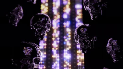 Neon Skull VJ Loop Background 4K