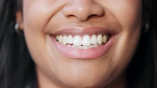 Close Up of Smiling Mouth Showing White Teeth
