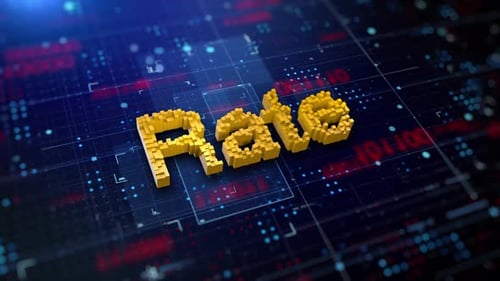 Digital Pixelated Rate Text on Futuristic Technology Background