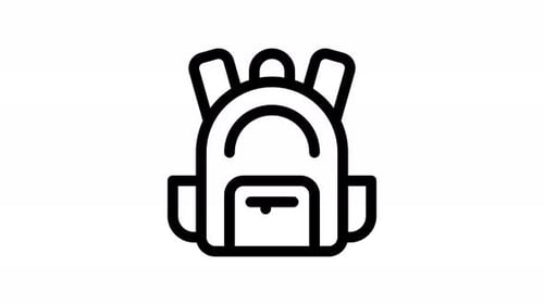 animación de iconos de línea de mochilas