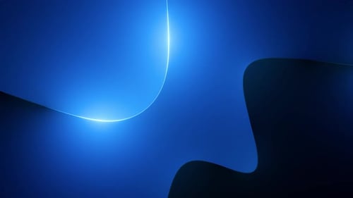 Dynamic Abstract Blue Shapes with Neon Light Trails