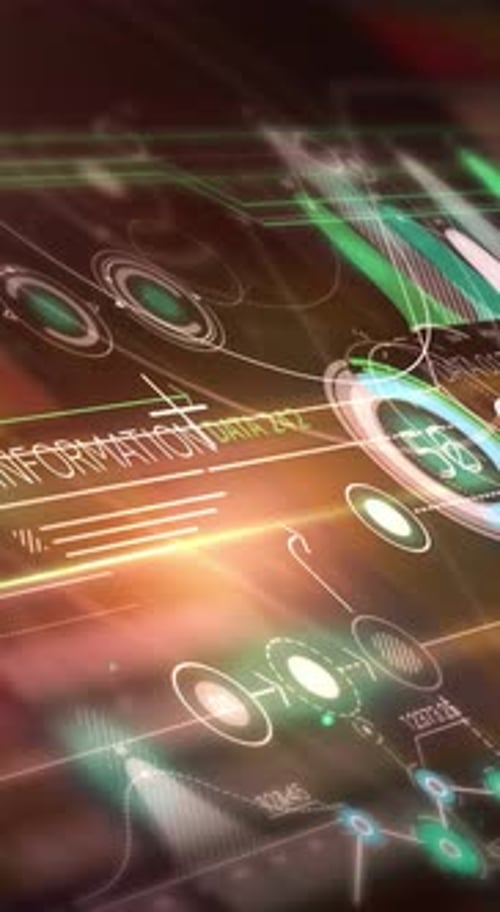 Futuristic Digital Dashboard Animation with Animated UI Elements and Data Visualization