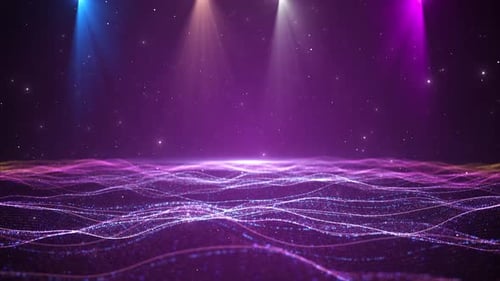 Stage Purple Blue Spotlights, яркое цифровое темное сценическое абстрактное освещение, пустое пространство для выступлений,