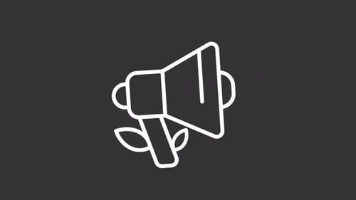 Animated Organic Ads White Line Icon