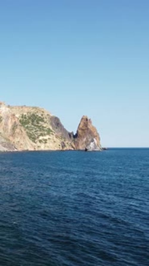 Aerial Vertical View of Seascape with Crystal Clear Azure Sea and Rocky Shores A Beautiful Lagoon on