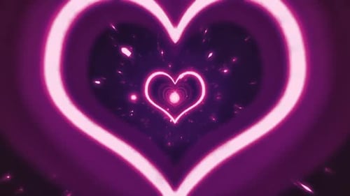 Glowing Neon Heart Tunnel Loop Background