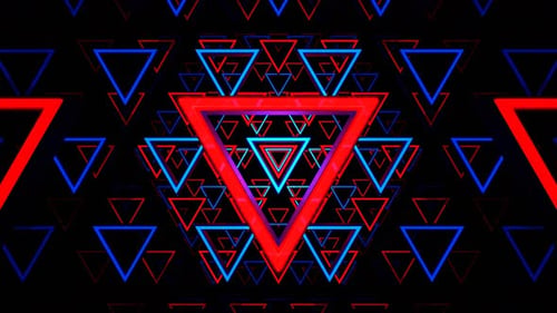 Red And Blue Neon Triangle Dimension Background VJ Loop l 4K