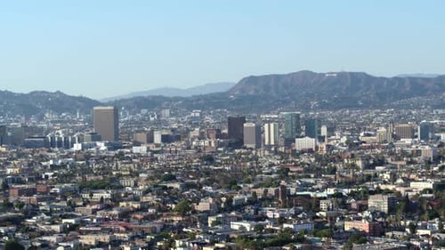 Downtown Los Angeles Flyover by Aerial Drone Aerial Shot