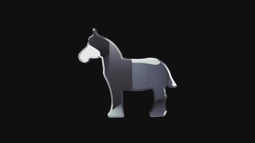 Trojan virus cyber crime metal symbol loop rotating