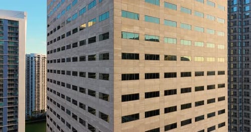 Urban Cityscape of Miami Brickell Downtown District in Florida USA Evening Skyline with Skyscraper