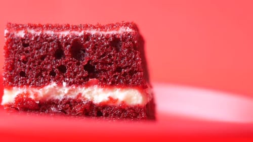 Delicious Red Velvet Cake Slice Close Up