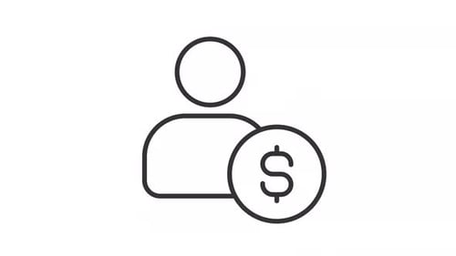 Animated person with dollar coin line icon