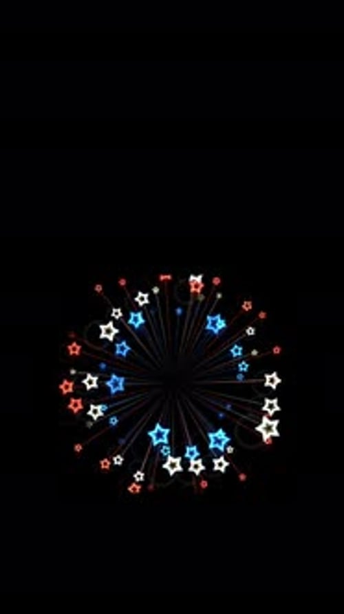 Red White and Blue Stars Bouncing Circle Vertical Video Background Animation