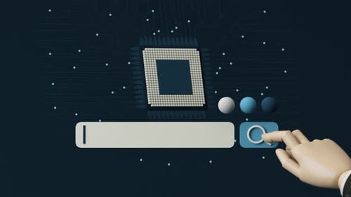 Digitale Schnittstelle mit Computerchip und Suchleiste