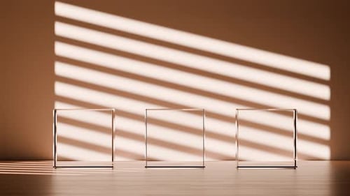 3D Rendering of Transparent Podium for Product Presentation in Room