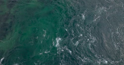 Overhead View Of Open Ocean Tidal Waves In The Northern Norwegian Sea. Aerial Drone Shot