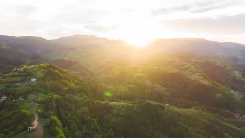 Aerial drone hyperlapse timelapse of the beautiful mountain during sunset