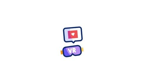Animated Flat Design VR Headset and Video Play Icon
