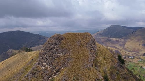 Mountain Landscape Revealing Highlands Featuring Cultivated Agricultural Terrain Rural Dwellings
