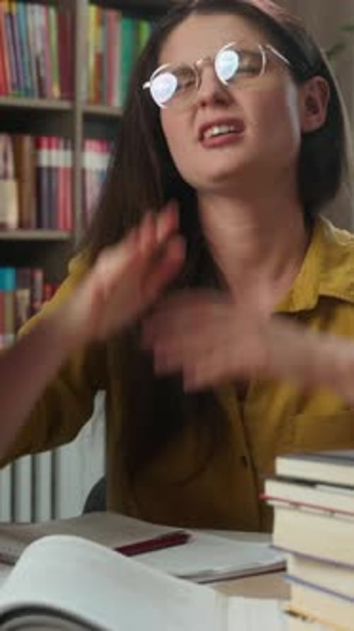 Stressed Annoyed Caucasian Young Woman Holding Head Screaming Female Student Difficult Exam Indoor