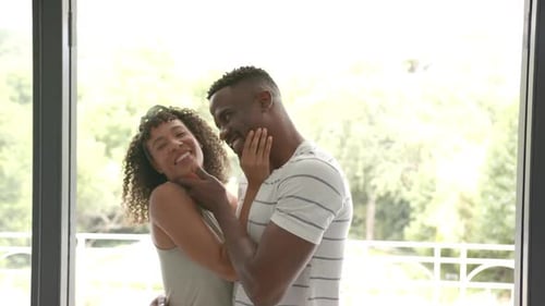 Affectionate Couple Embracing with Love Indoors