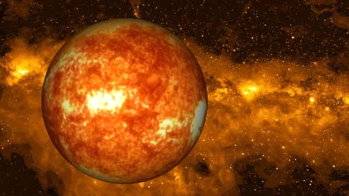 sun planet on star with galaxy