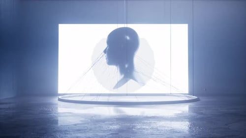 Futuristic Glitch Digital Human Head Reveal