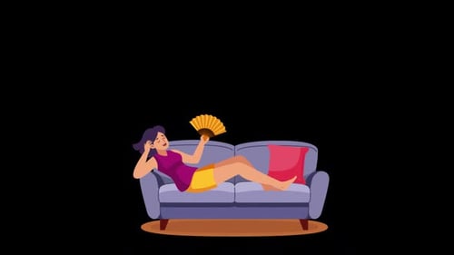 Woman Sweats And Complains About Hot Weather Alpha Channel