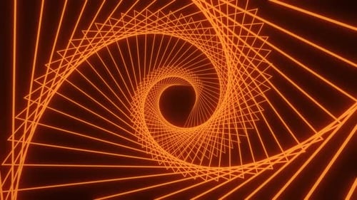 Infinity Glowing Triangle Tunnel Background Orange 4 K