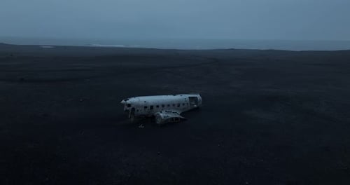Aerial view of Majestic Mountain and Desert Canyon, Iceland.