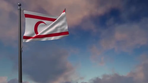 Realistic Northern Cyprus Flag Waving Seamless Animation