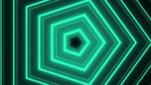 Seamless Neon Geometric Pentagon Tunnel Motion Background