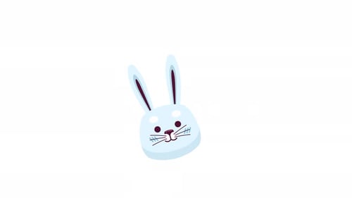 Easter Bunny Head Flat Design Animation