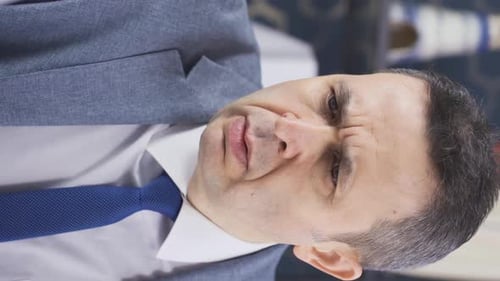 Concerned Adult Man in Suit and Tie