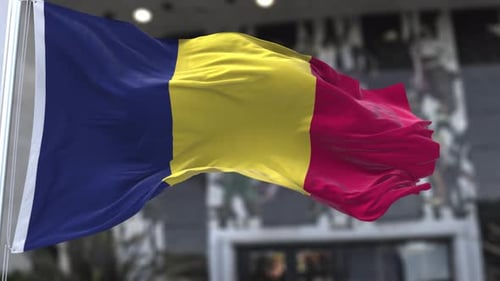 Waving Romania Flag Seamless Loop Animation