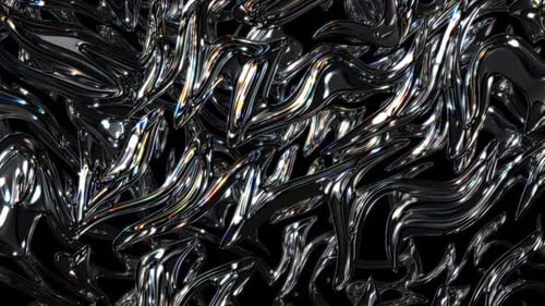 Abstract Fluid Chrome Waves Background Seamless Loop