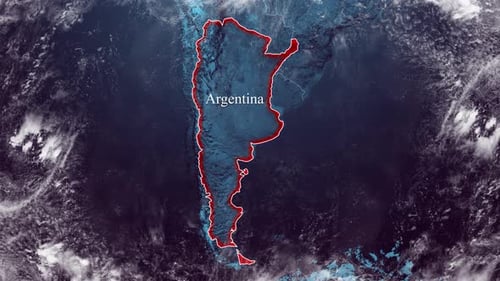 Animated Map Outline of Argentina from Space