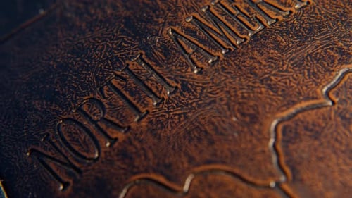 Close up of Brown Vintage Map with Dolly Movement