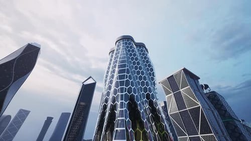 Towering Building Amidst Urban Skyline