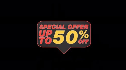 3D Animated Special Offer Up To 50% Off Tag