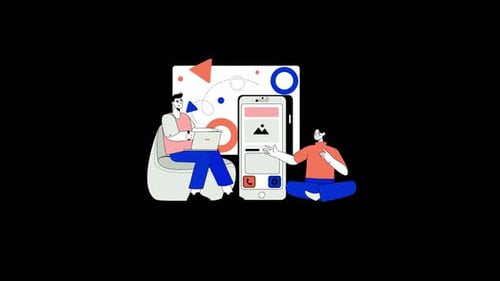 Flat Design Animation of People Working with Digital Devices