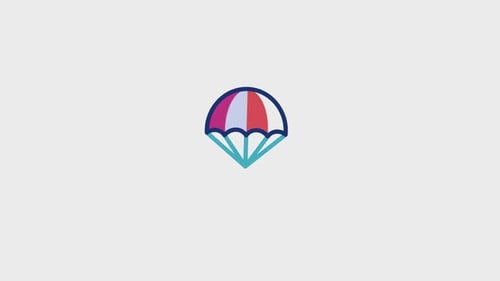 Bouncing Flat Design Parachute Icon Animation