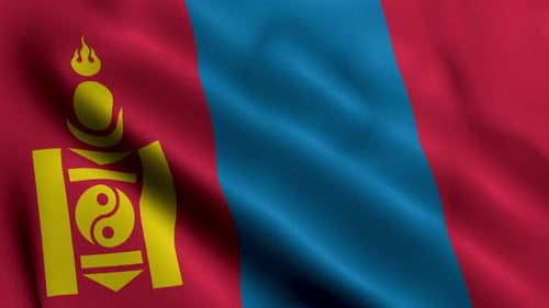 Mongolia National Flag Realistic Waving Loop