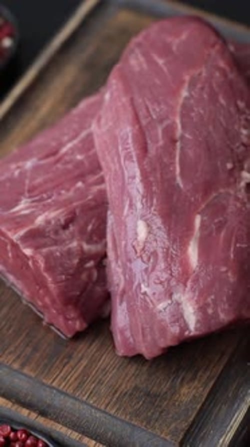 Raw meat, fresh beef tenderloin or filet mignon for grilling. Raw beef tenderloin
