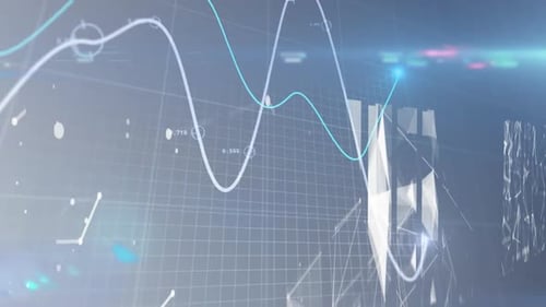 Animated Futuristic Data Analysis Graphs and Grid