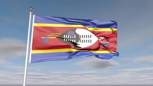 Eswatini National Flag Waving in Realistic Animation