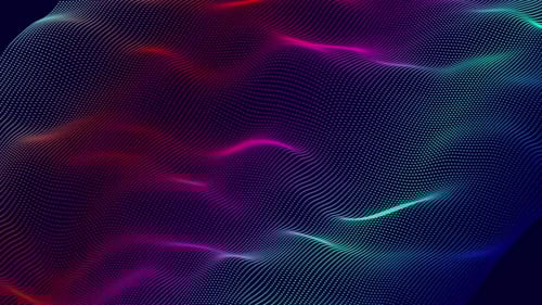 Abstract looping colorful energy waves from futuristic hi-tech.Abstract particles glowing background