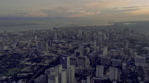 Cebu city drone view after sunset