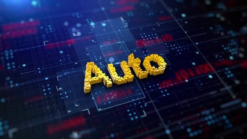 Futuristic Voxel Text Reveal on Digital Circuit Board Background